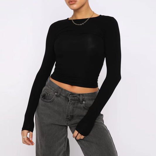Women's Bottoming Round Neck T-shirt Hot Slim Fit Blouses