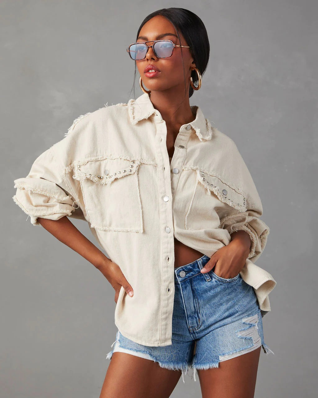 Street Style Autumn Rivet Lapel Wash Wool Jackets