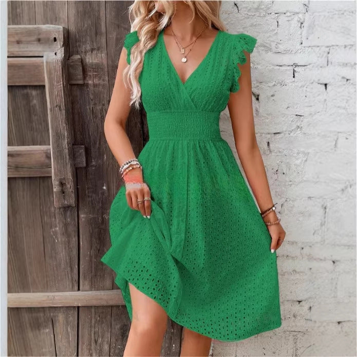 Graceful Women's Summer Ruffle Sleeve Elegant Dress