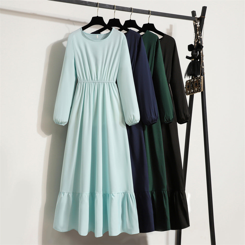 Women's Long Dress Solid Color Pullover Sleeve Dresses