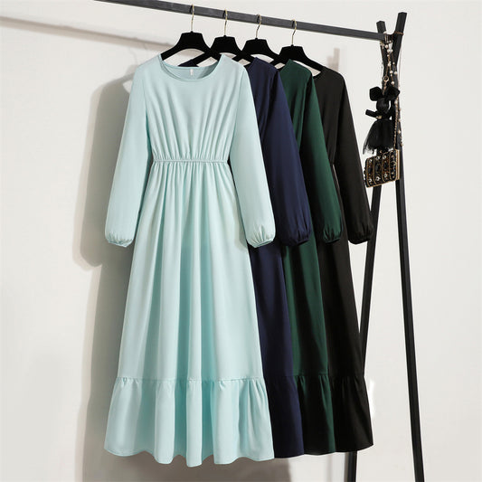 Women's Long Dress Solid Color Pullover Sleeve Dresses