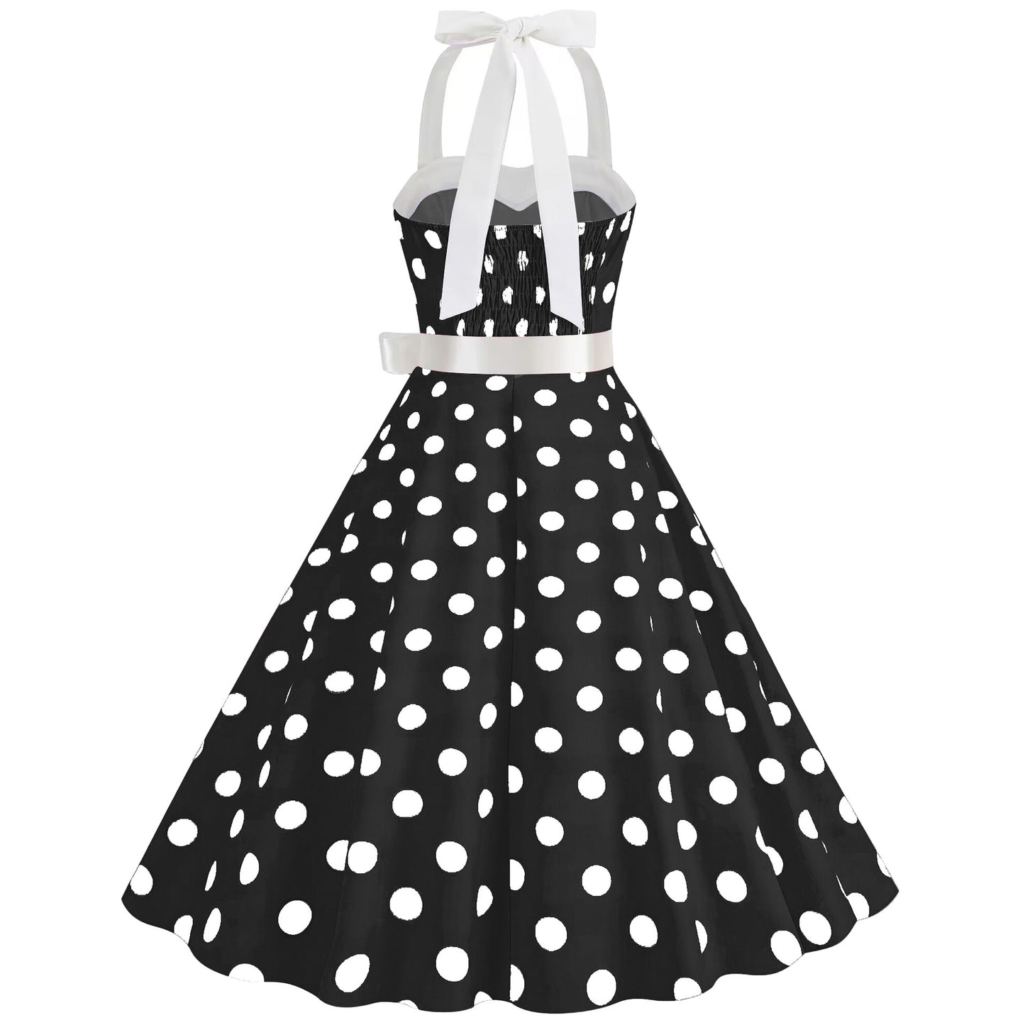 Hepburn Style Polka Dot Print Large Dresses