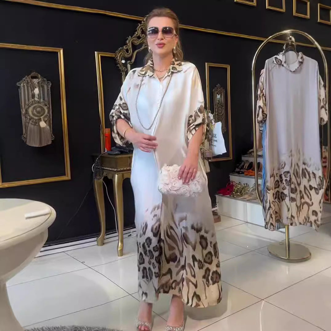Women's Long-sleeved High Waist Temperament Retro Robe Dresses