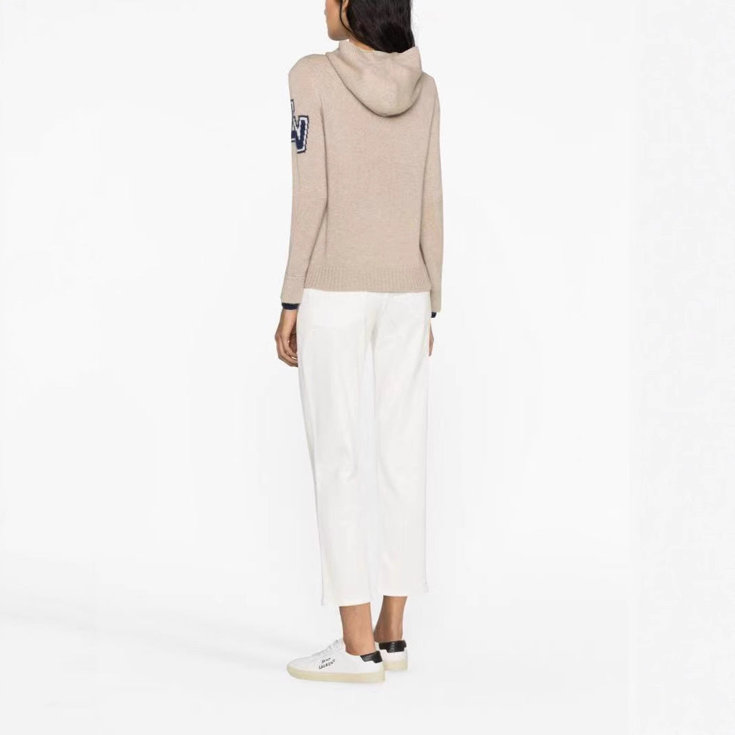 Women's Winter French Niche Sleeves Letter Jacquard Sweaters