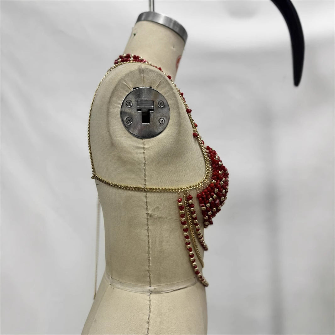 Popular Charming Versatile Halter Crystal Beads Tops