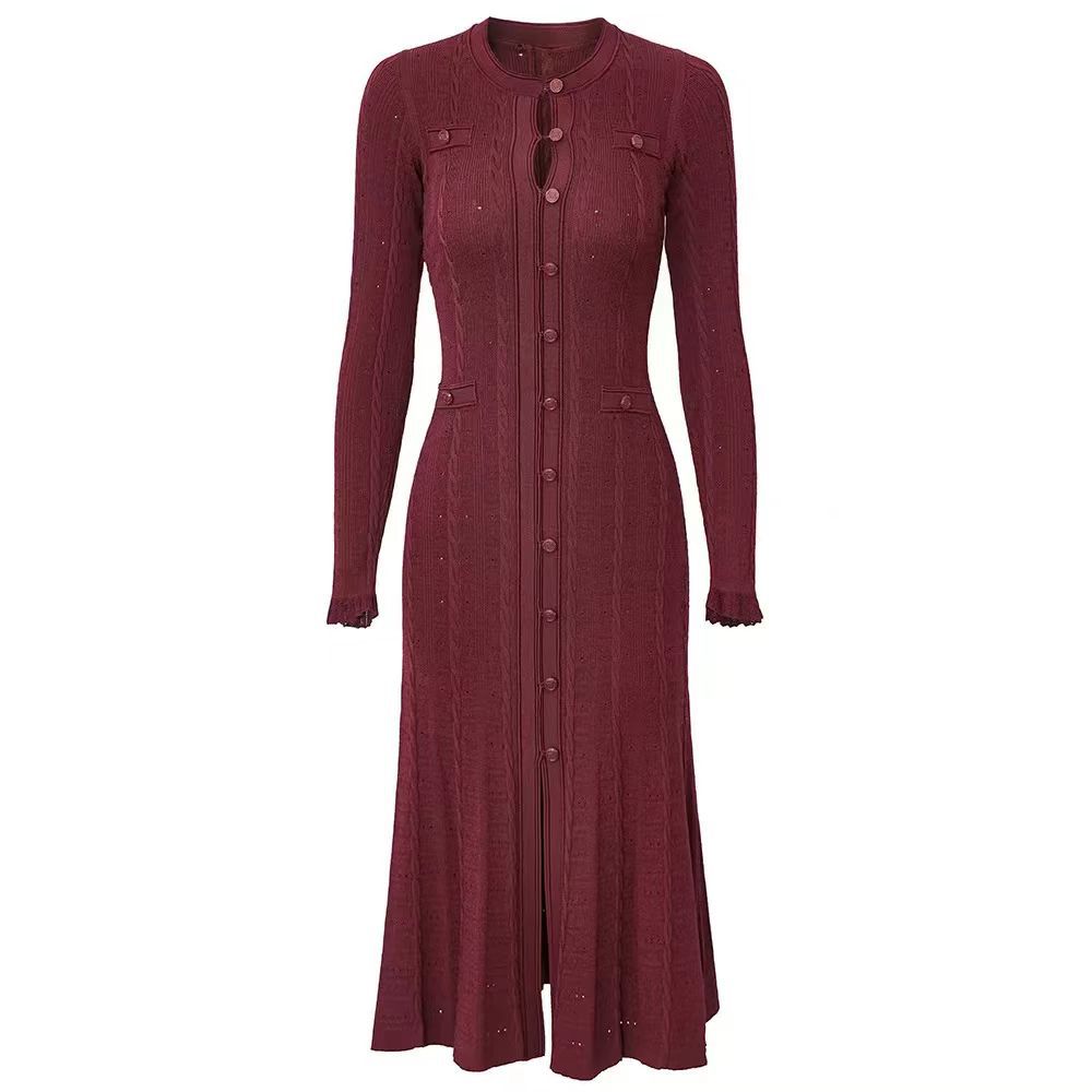 Dress Sleeve Single-breasted Elegant Floor Slim Dresses