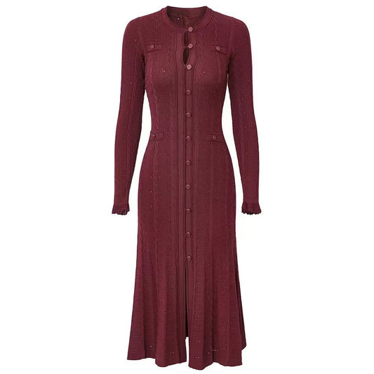 Dress Sleeve Single-breasted Elegant Floor Slim Dresses
