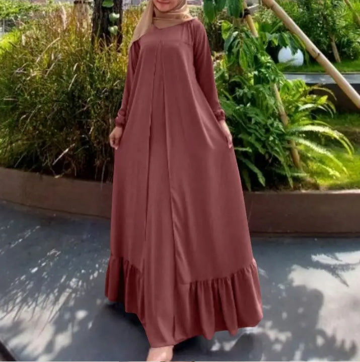 Robe Cotton Linen Loose Temperament Long Sleeve Dress