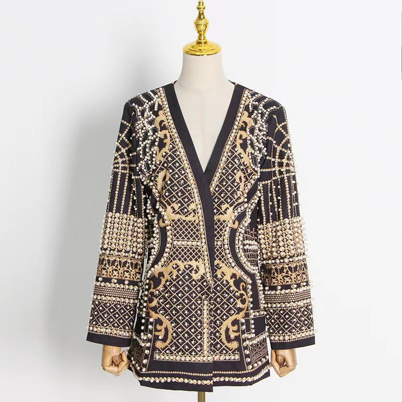 Women's Winter Custom Long-sleeved Thickened Bubble Beads Blazers