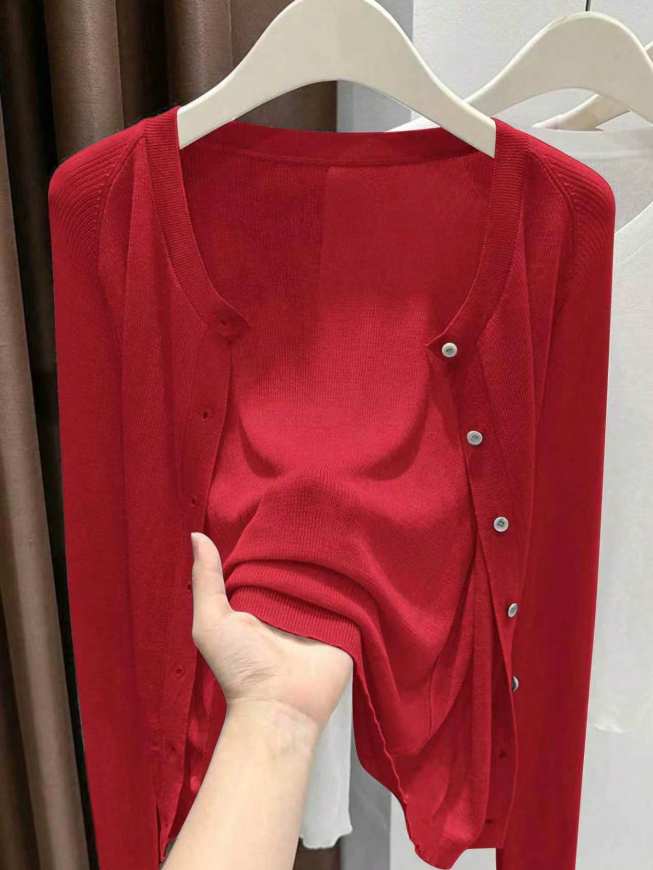 Women's Color Round Neck Long Sleeve Micro Women's Sweater