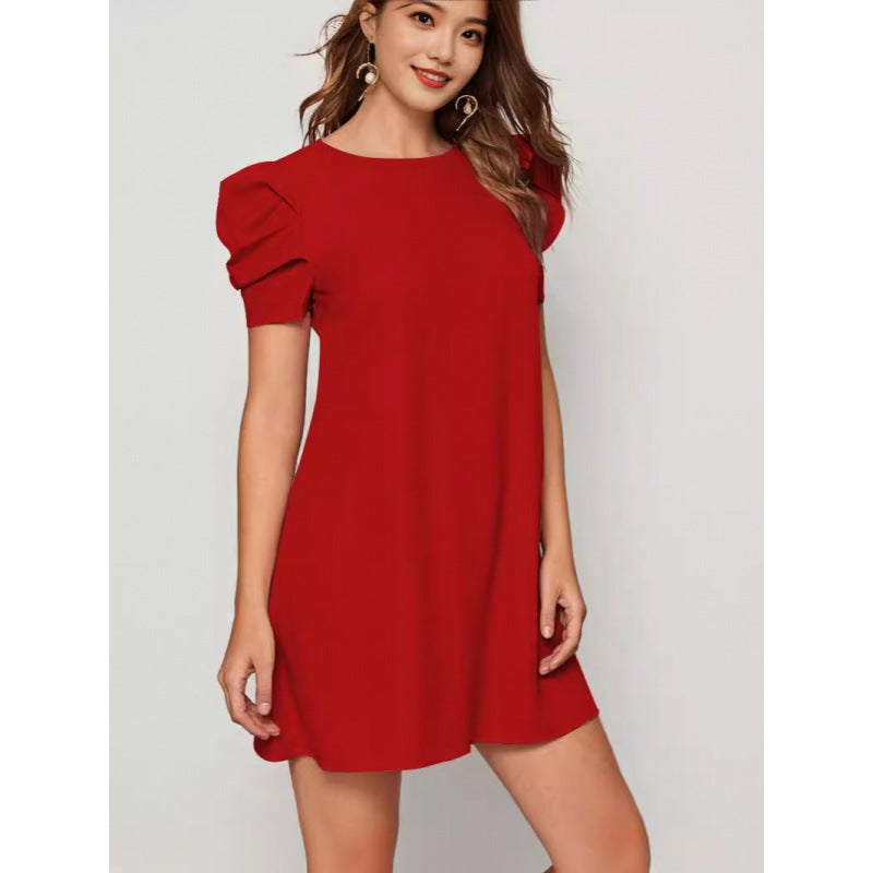 Solid Color High Waist Fashion Elegant Dress