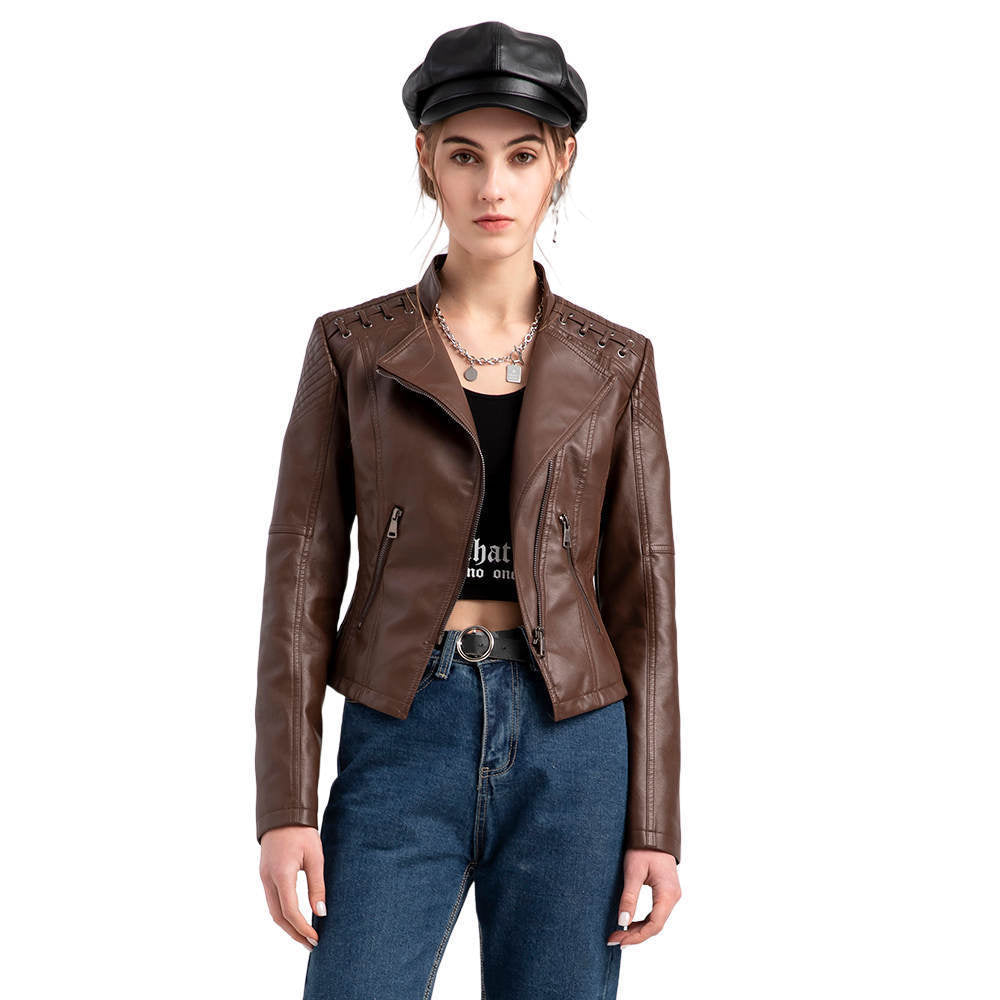 Women's European Leather Slim Thin Ladies Motorcycle Shorts