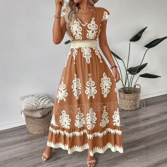 Women's Vacation Style Beach Dress Printed Large Dresses