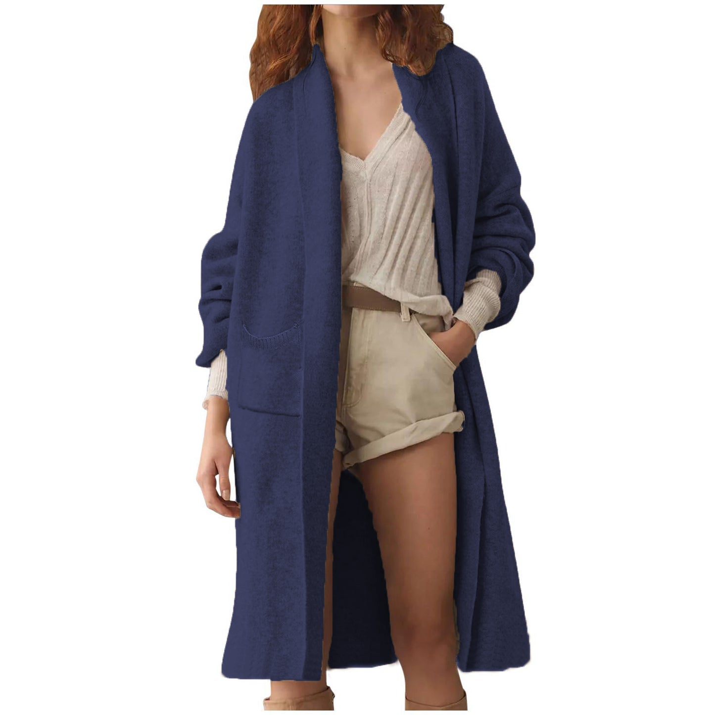 Women's Loose Long Large Pocket Knitted For Sweaters