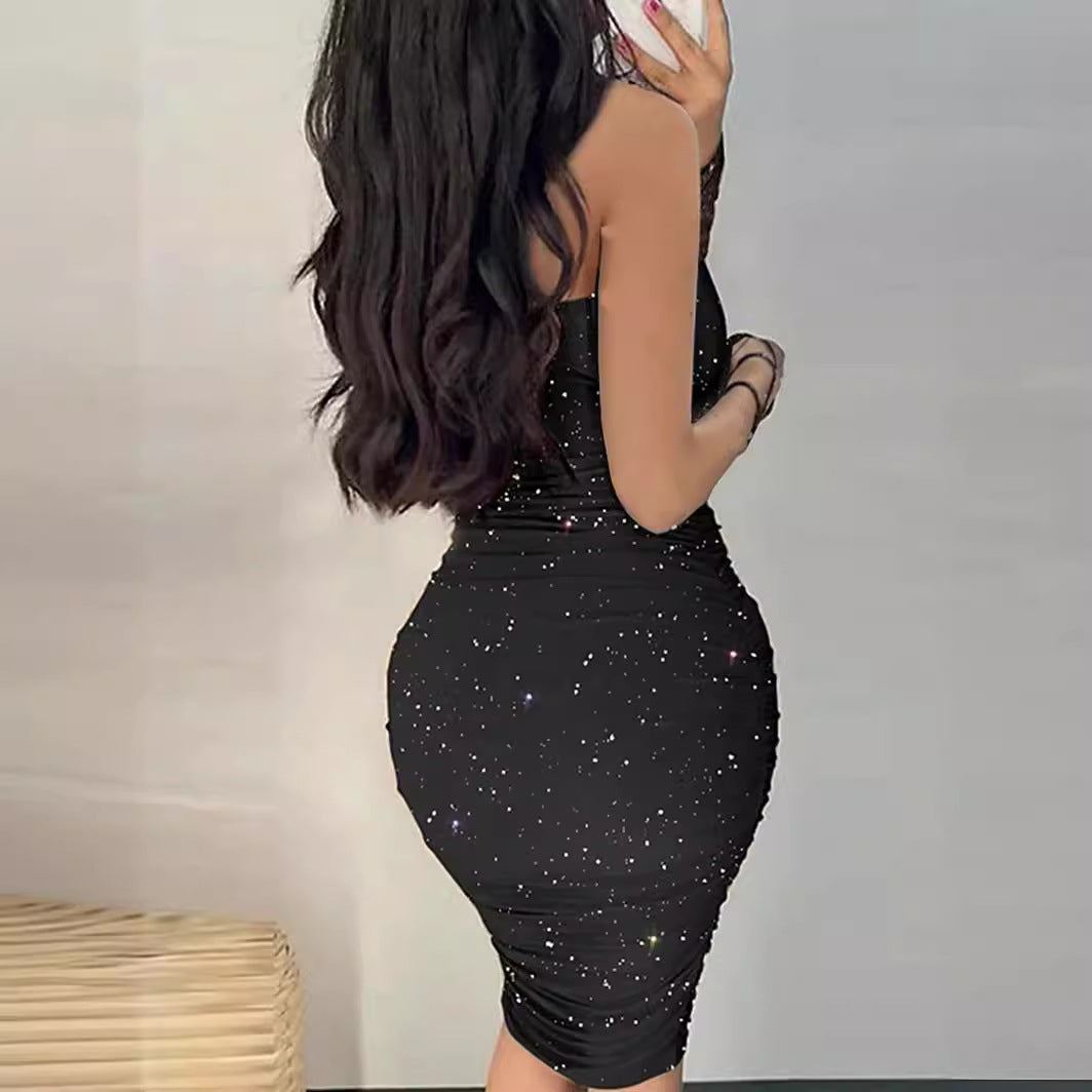 Fashion Halter Sheath Sleeveless Backless Sexy Flashing Dress