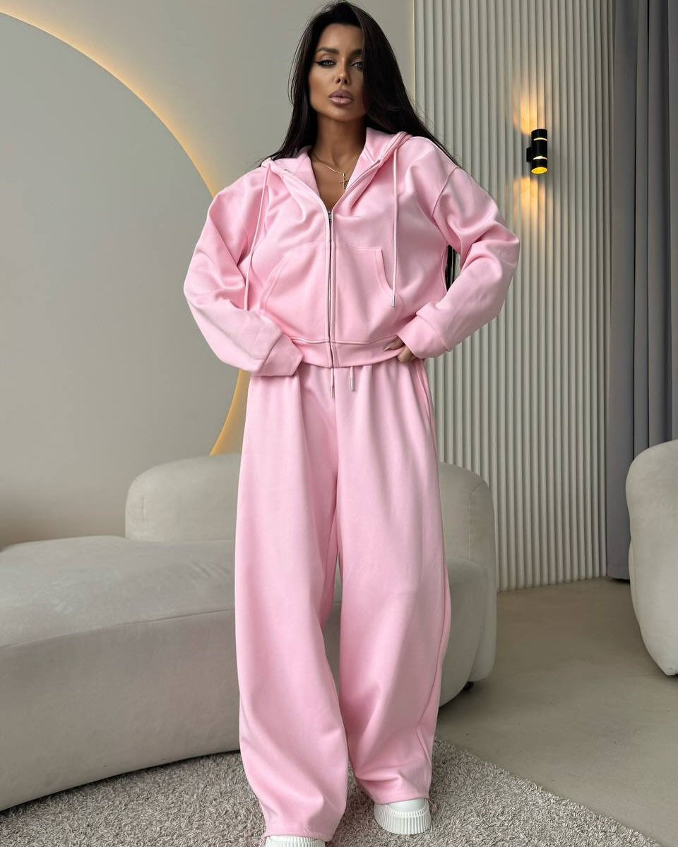 Sports Long Sleeve Zipper Hoodie Trousers Suits