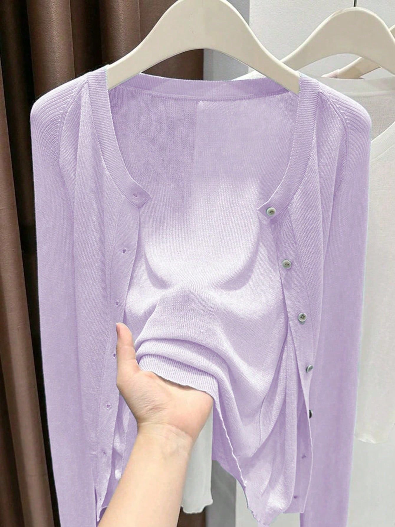 Women's Color Round Neck Long Sleeve Micro Women's Sweater