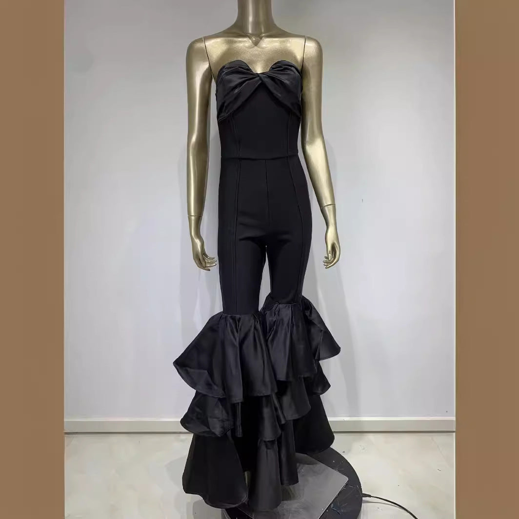 Women's Bandage Fashion Tube Cake Leg Banquet Jumpsuits