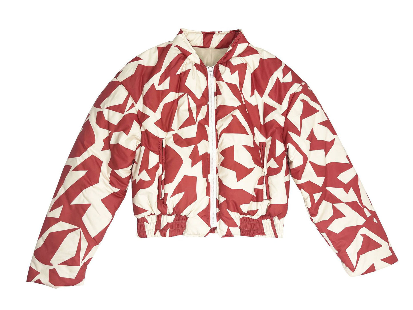Beautiful Printed Stream Cotton Geometric Bomber Coats