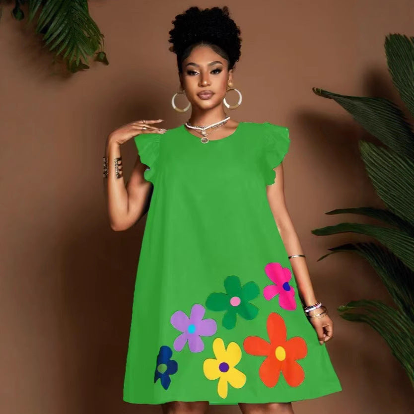 Women's Round Neck Fashion Printed Casual Dress