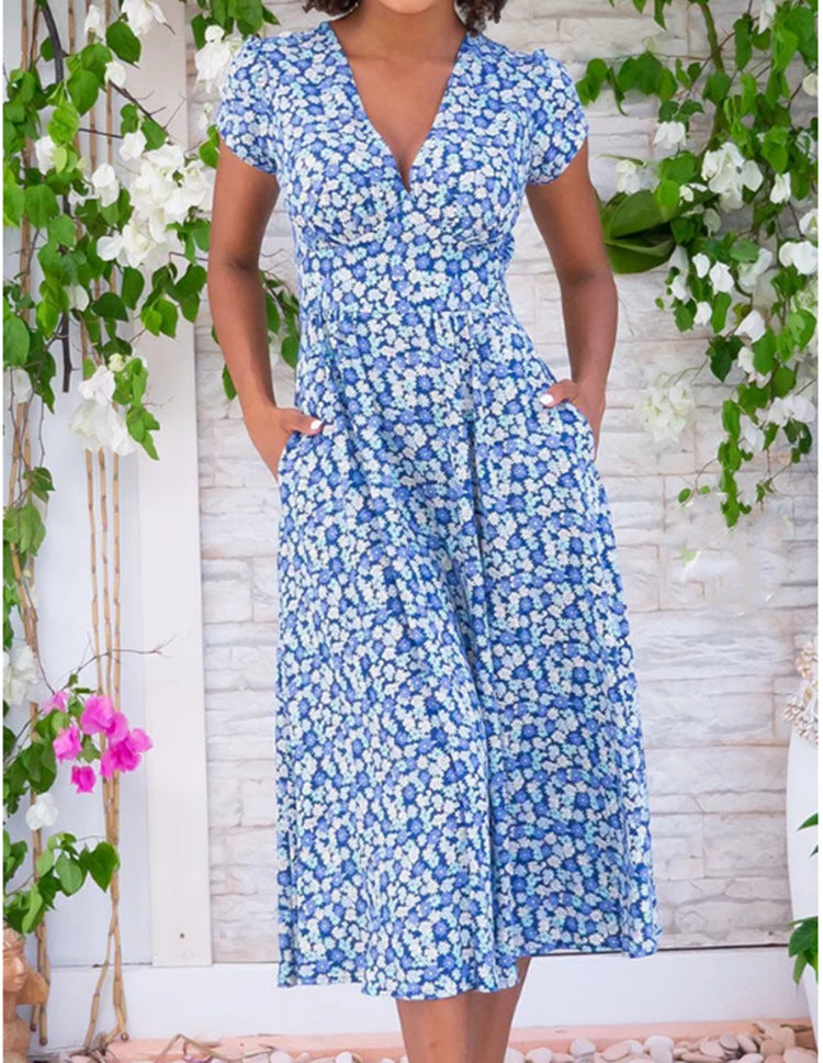 Women's Charming Print Pockets Bohemian Dress Dresses