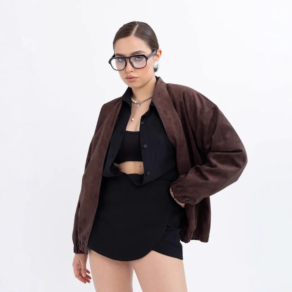 Durable American Retro Stand Collar Loose Coats