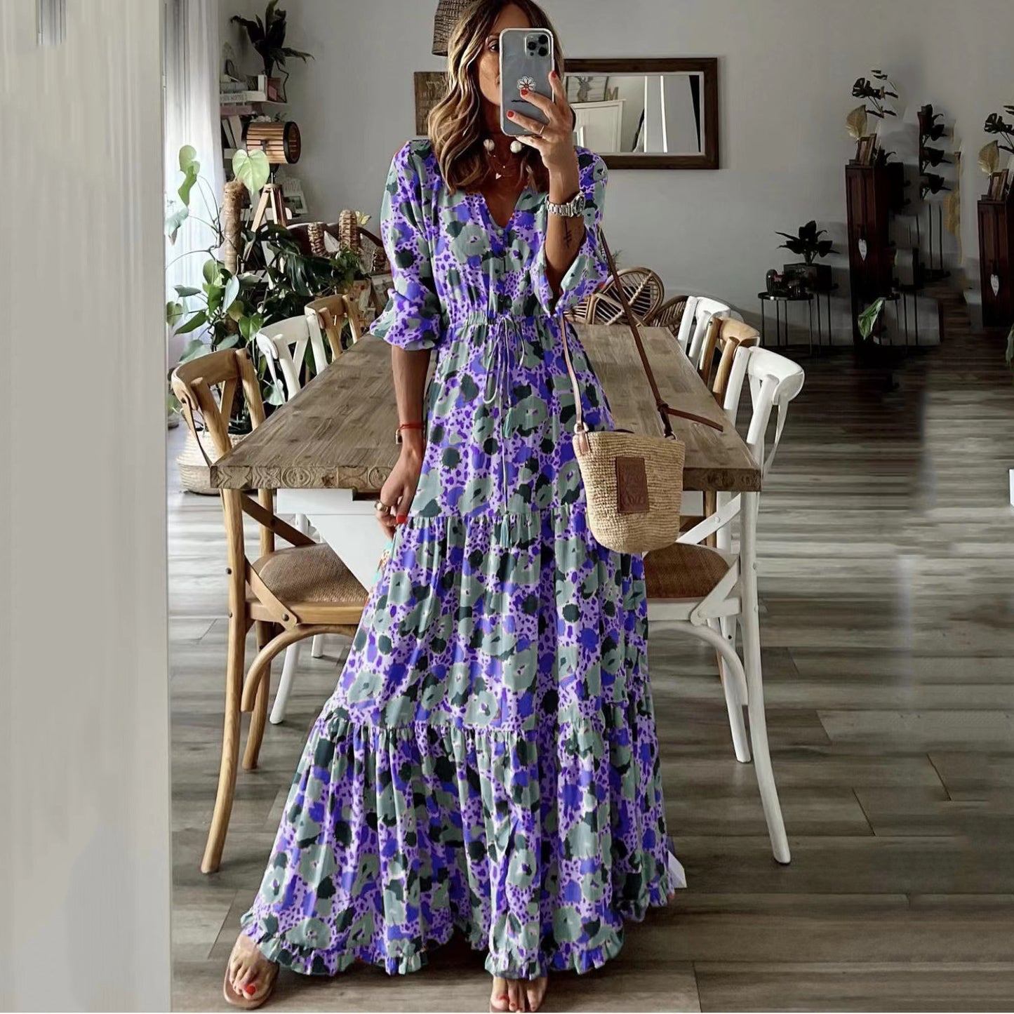 Women's Summer Temperament Vacation Printed Swing Long Clothing