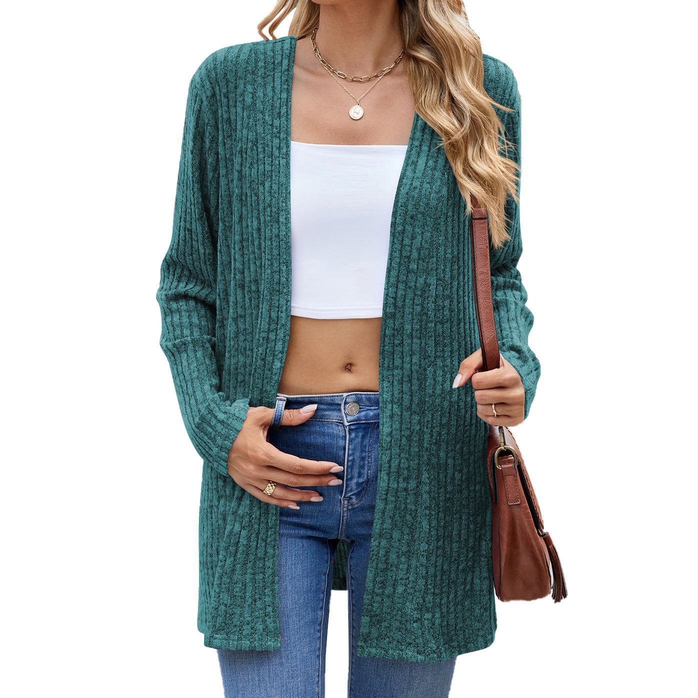 Long Sleeve Loose Sunken Stripe Sanding Women's Sweater