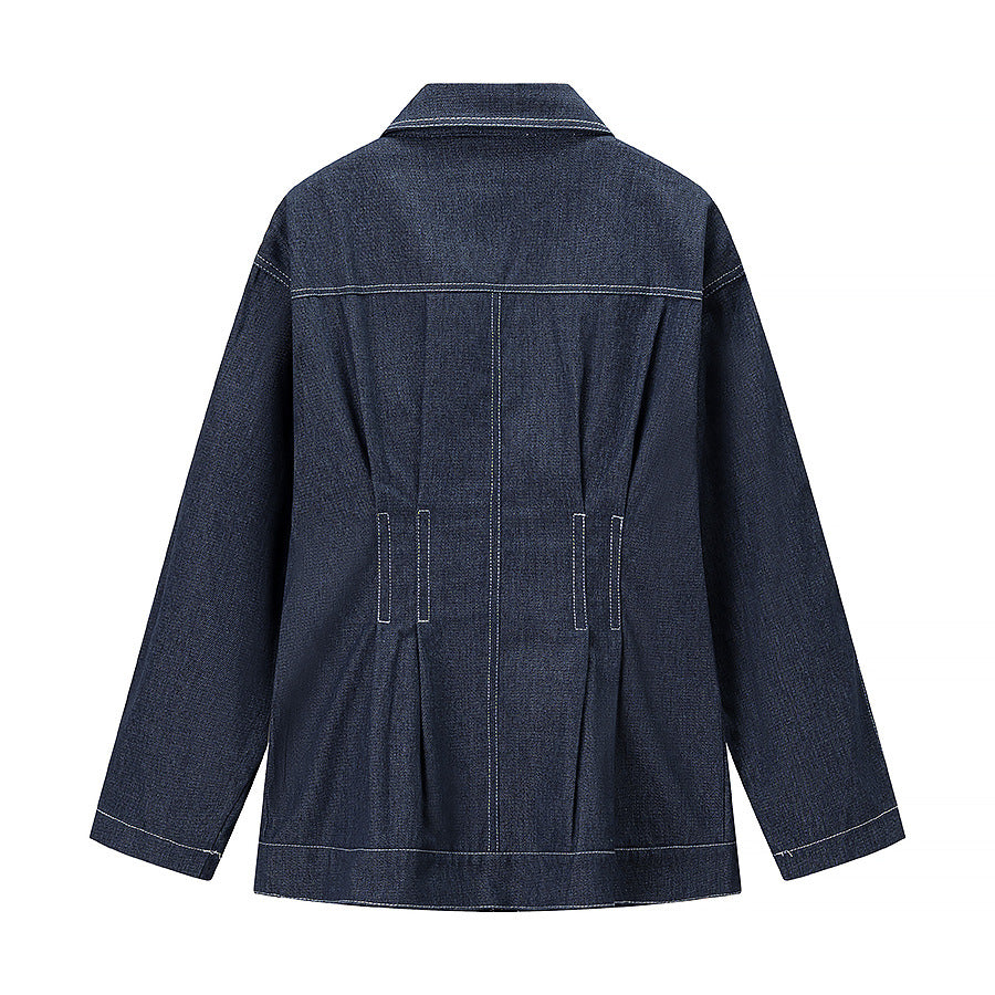 Women's Fashion Casual Waist Lapel Denim Coats