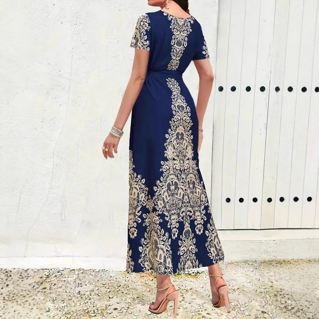 Summer Fashion Blue Printed Elegant Sleeve Shorts