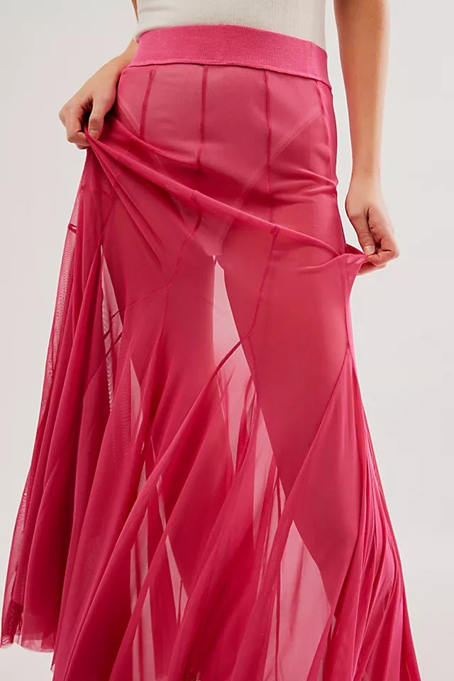 Colors Irregular Mesh Sexy High Waist Skirts