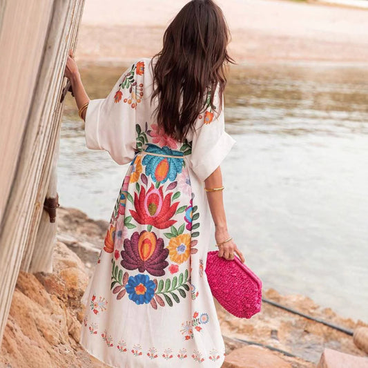 Printed Loose Casual Beach Dress Seaside Dresses
