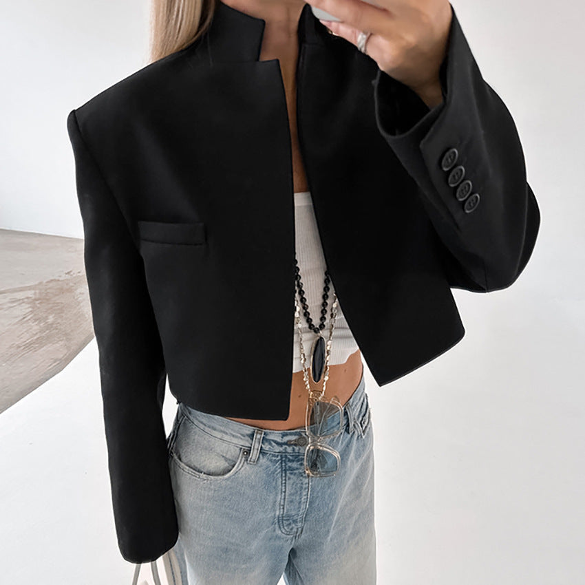 Women's Outdoor Black Autumn Commuter Long Sleeve Coats