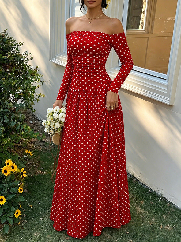 Women's Elegant Long-sleeved For Waist Fitted Figure Dress