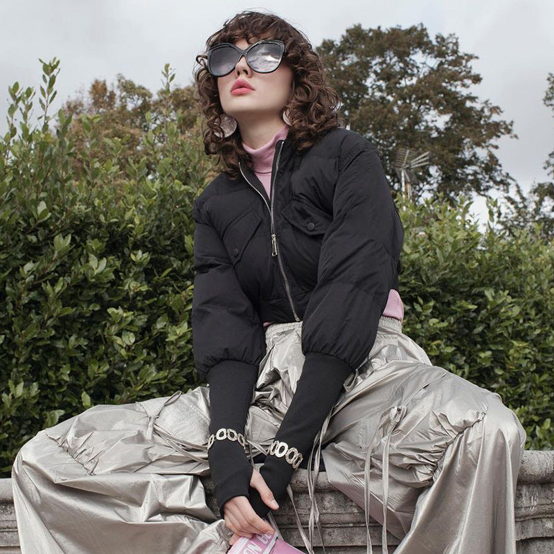 Women's Bobbi Stand Collar Stitching Solid Color Coats