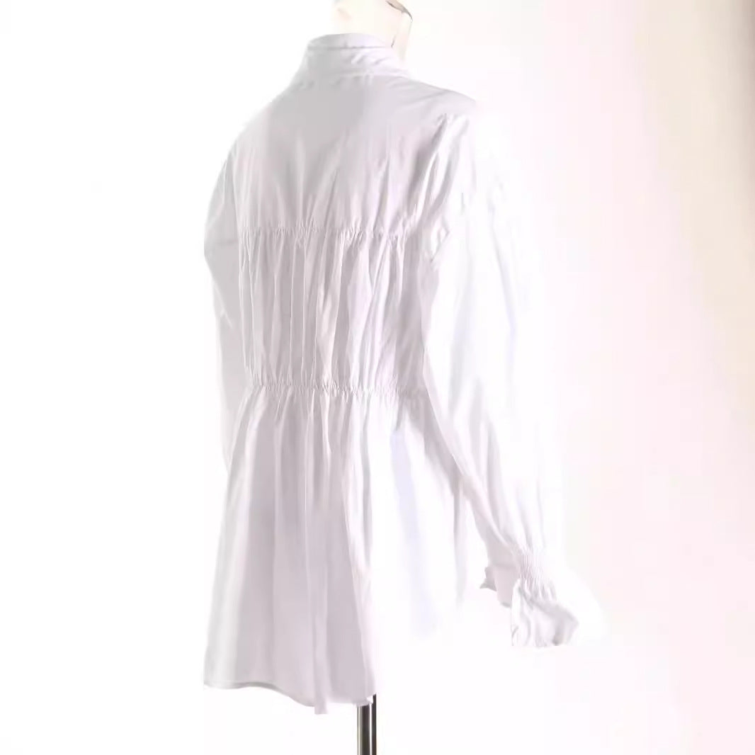 Women's Color Contrast Patchwork Denim Fake Waist Blouses