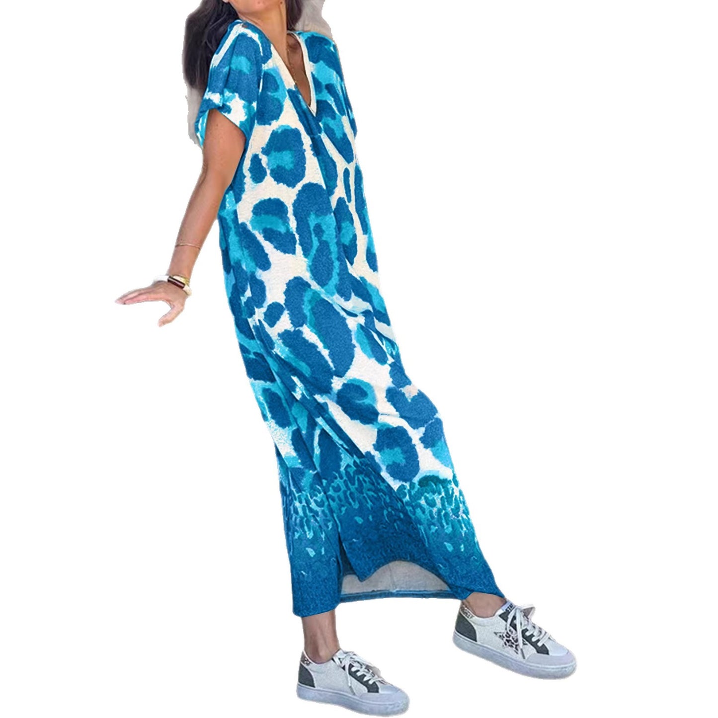 Elegant Personalized Casual Printed Sleeves Loose Dress