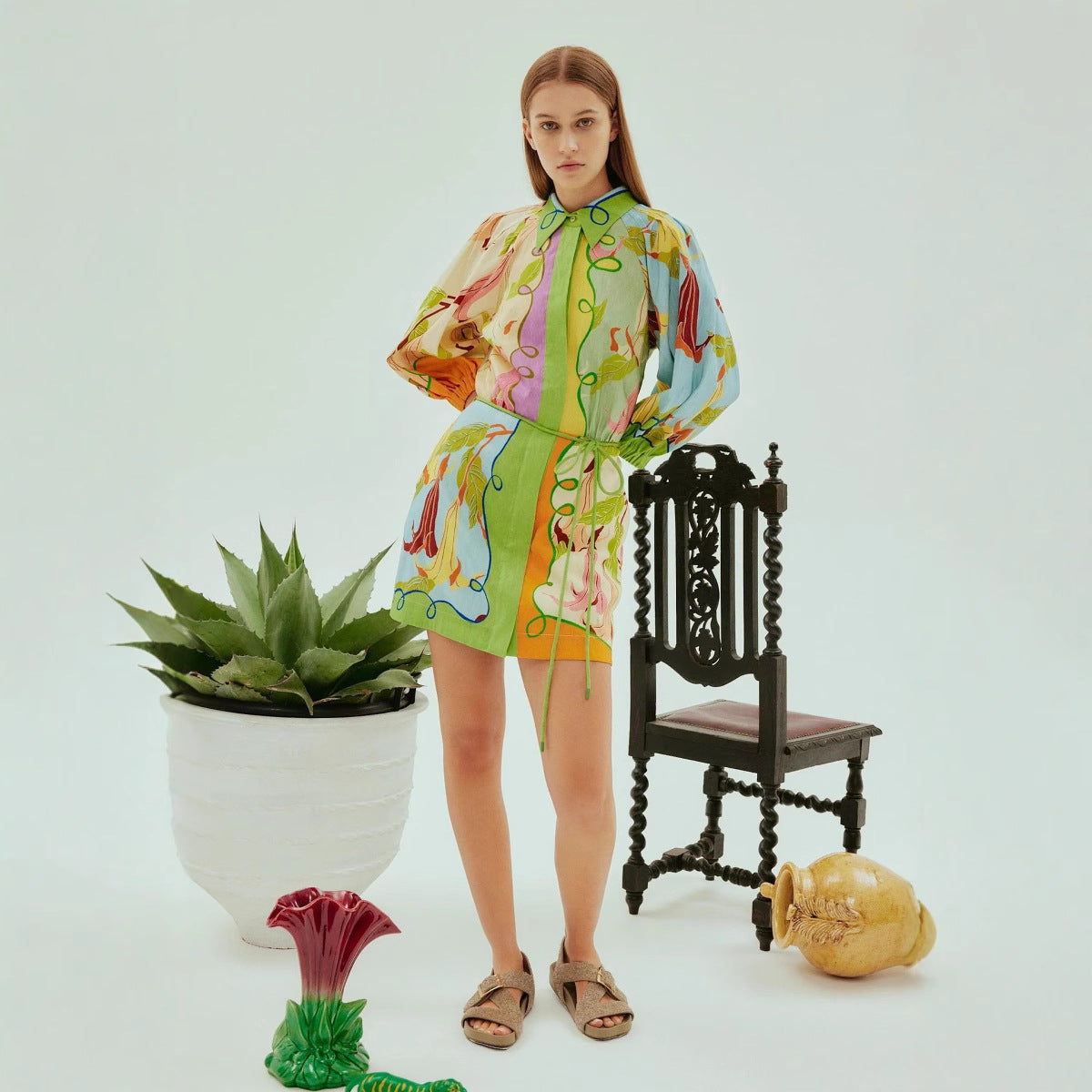 Casual Women's Linen Personalized Stylish Print Dress