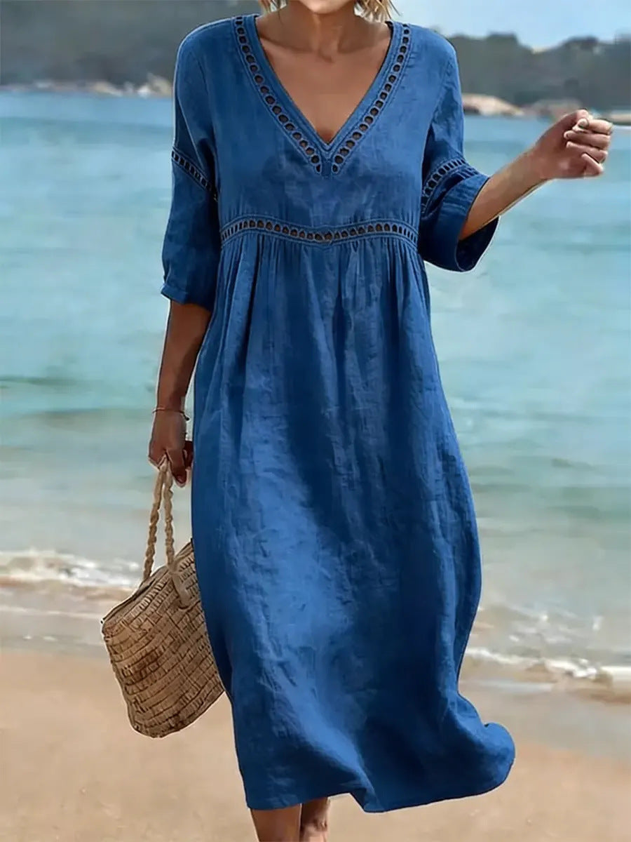 Women's Elegant Casual Solid Color Half Sleeves Dress