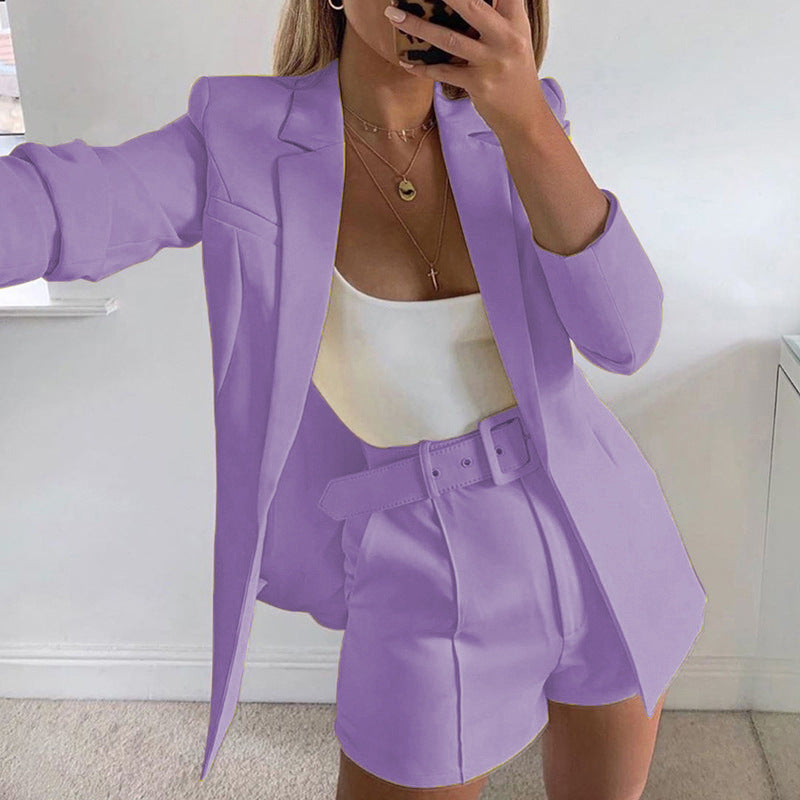 Women's Spring Clothes Fashion Small Belt Casual Blazers