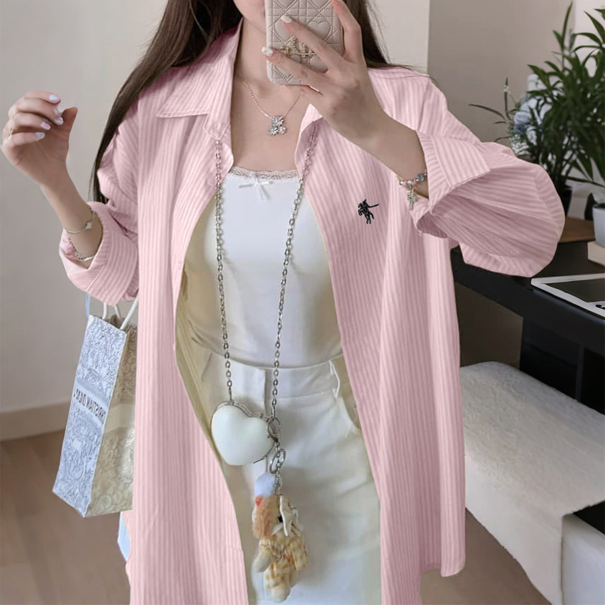 Women's Leisure Vacation Advanced Striped Long-sleeved Shirt Blouses