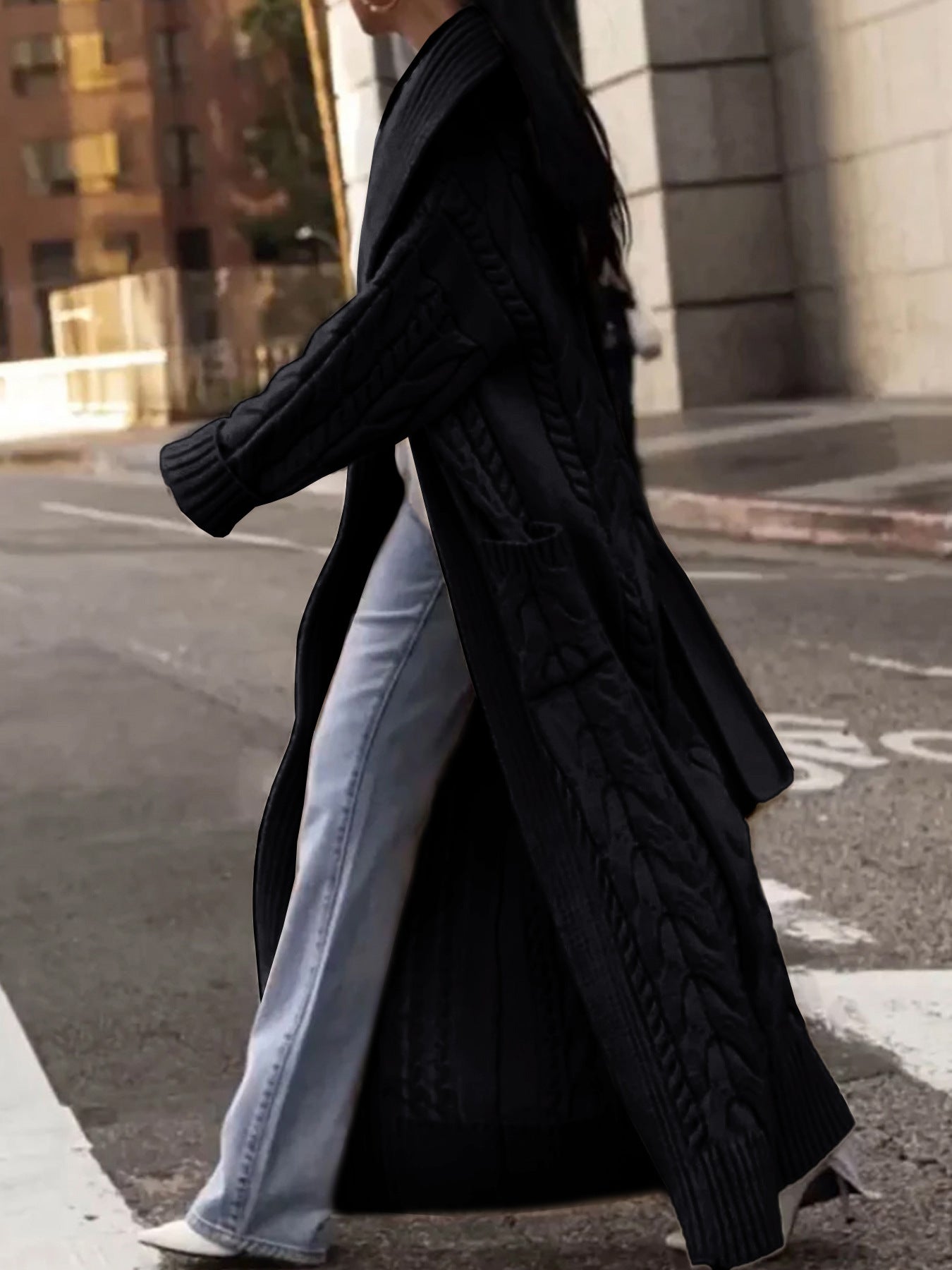 Source Thick Hemp Flowers Large Lapel Sweaters