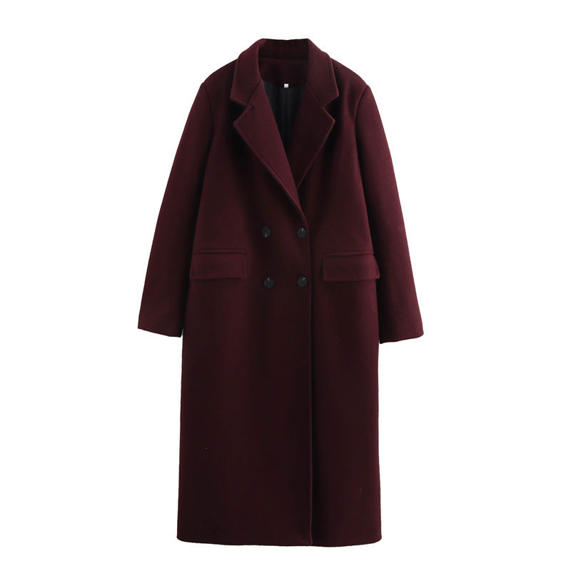 Women's Autumn Temperament Commute Lapel Pocket Overcoat Coats