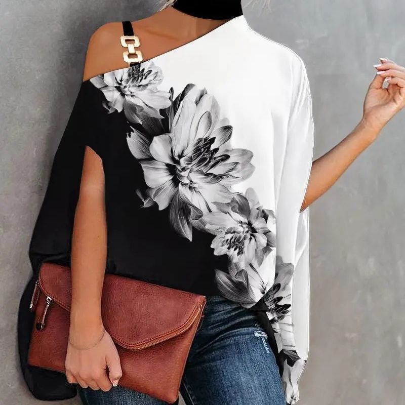 Women's Loose Wear Printed Halter Temperament Elegant Blouses