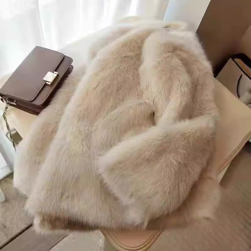 Women's Fox Fur Mid-length Warm Thickened Fluffy Coats