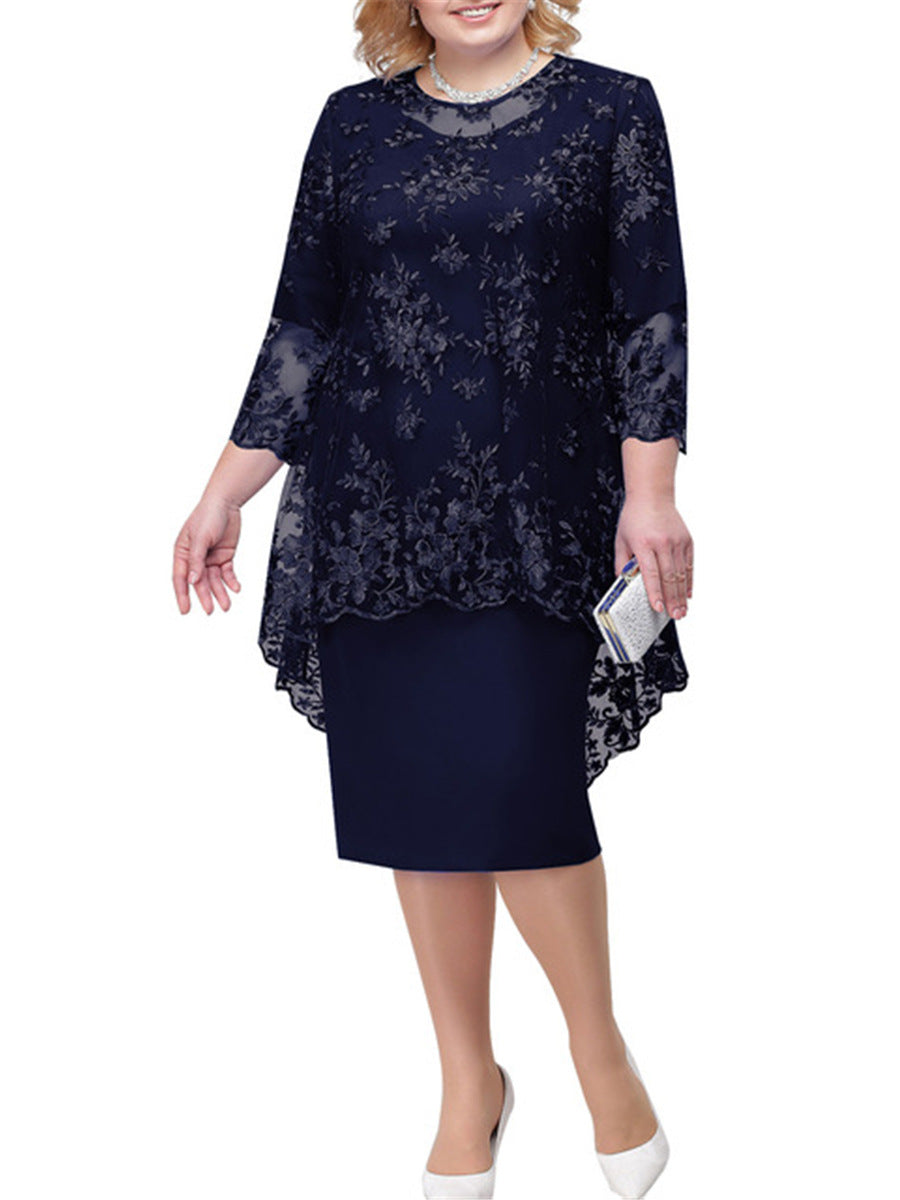 Women's Embroidery Two-piece Set Temperament Commute Slim Dresses