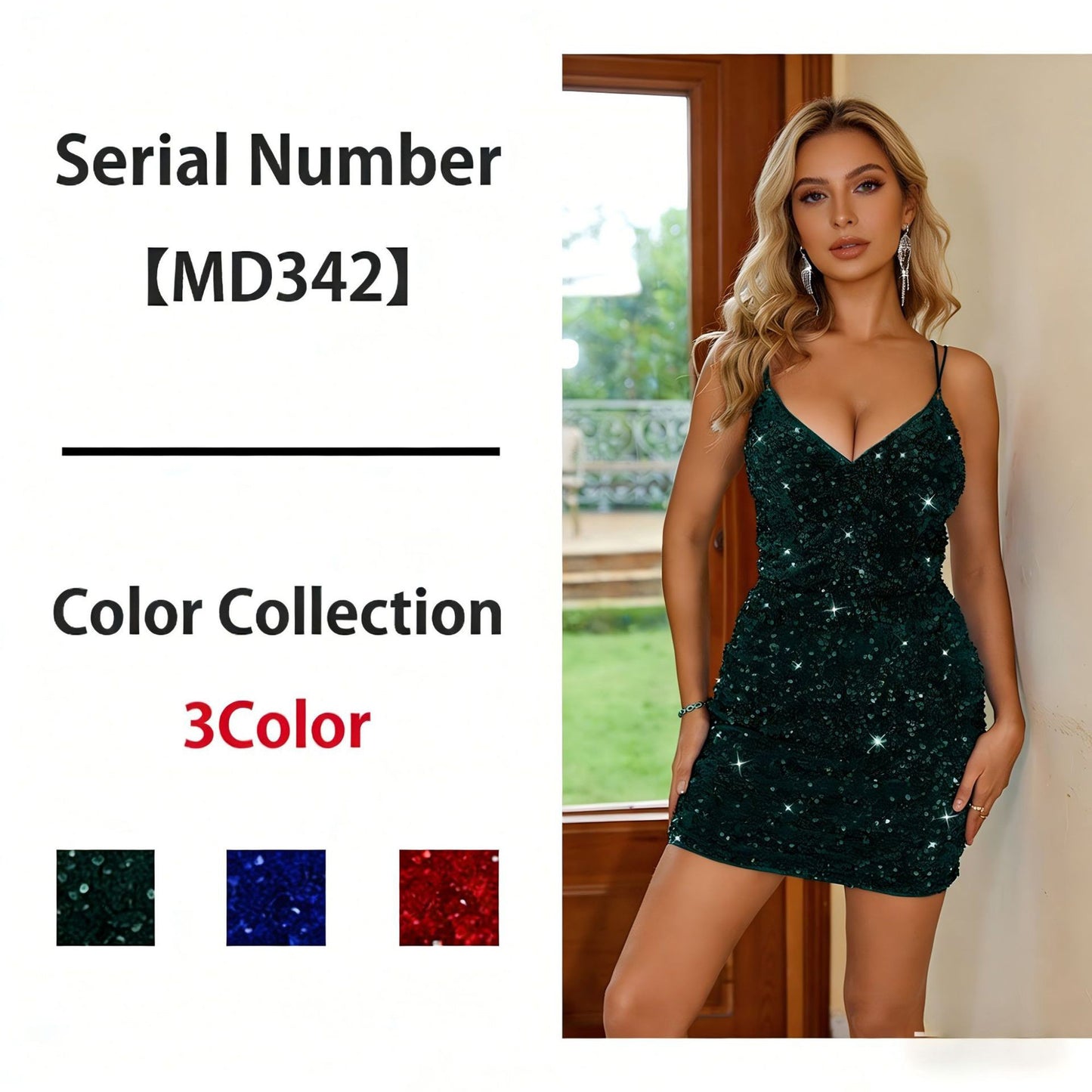 Innovative Women's Backless Sexy Sequined Sheath Dress