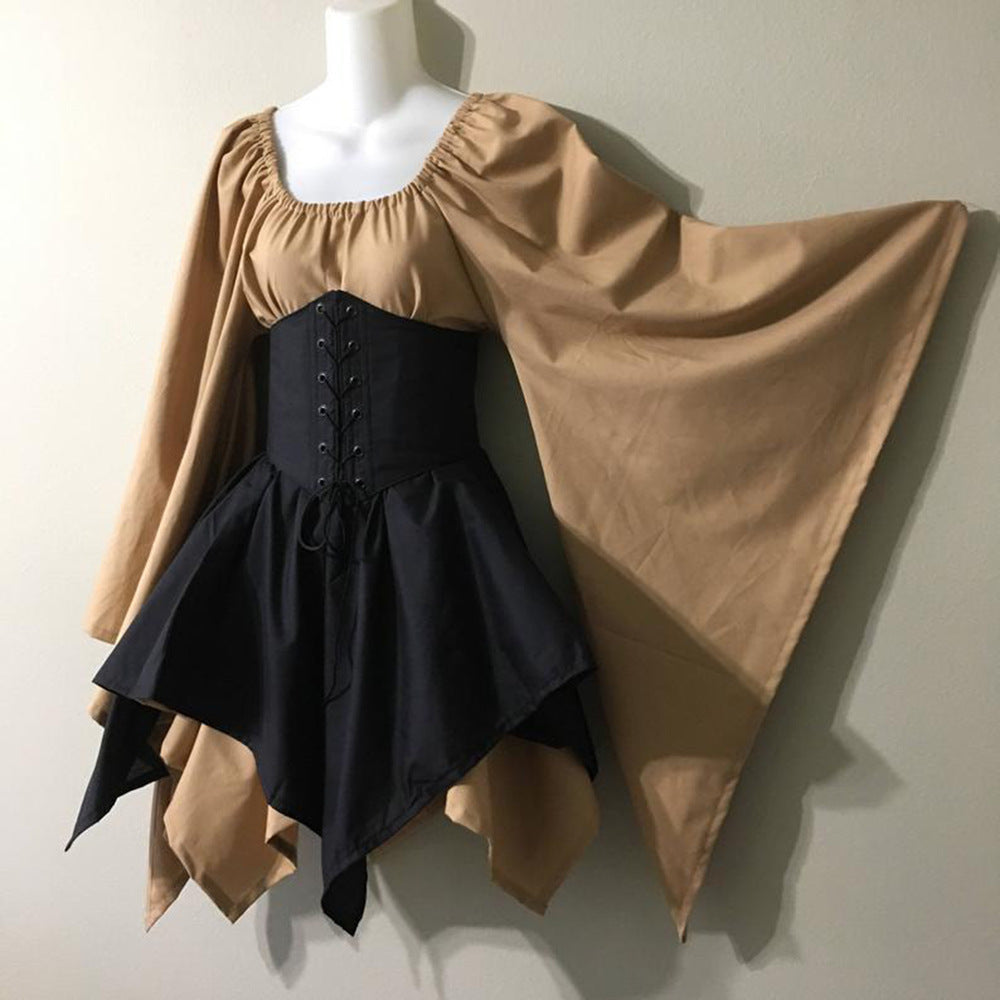Medieval Renaissance Retro Trumpet Sleeve Long Dress