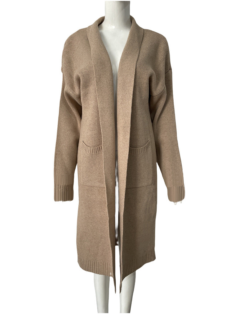 Trendy Knitted Loose Long Large Pocket Knitwear