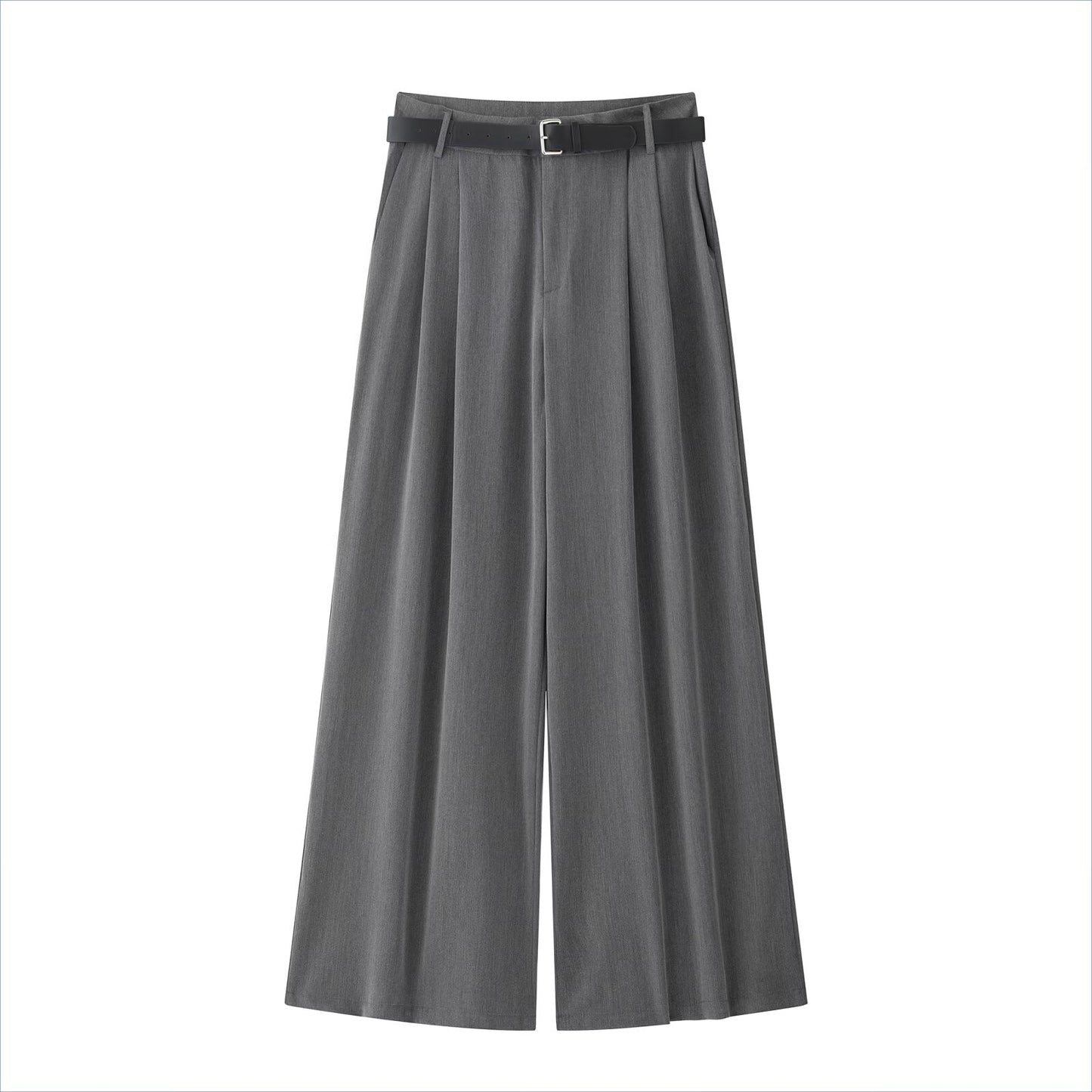 Women's Waist Matching Belt Pairs Of Pleated Pants